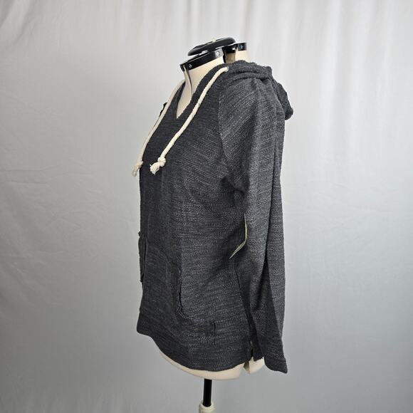 Trade Heritage Hooded Sweatshirt Women's S Charcoal Raw Hems Pullover NWT - Picture 6 of 16